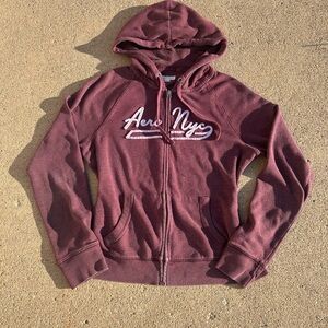 Aeropostale Burgundy Zip-Up Hoodie